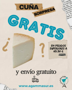 en agammasur te regalamos una cuña de queso de cabra sorpresa en pedidos superiores a 69,90 € y además el envio a casa es gratuito
