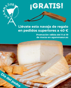 promoción dia del padre agammasur. regalo de navaja por compras superiores a 40 € en quesos de cabra