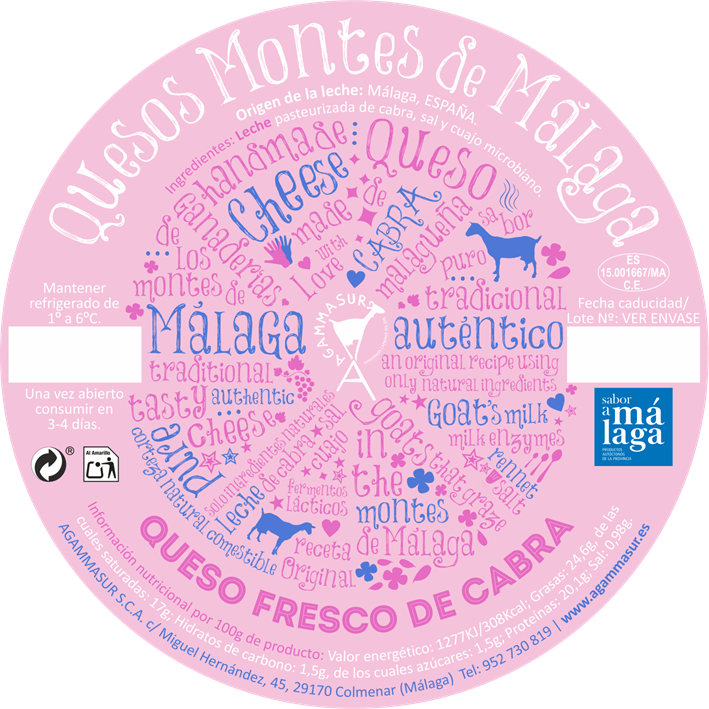 etiqueta queso de cabra fresco montes de málaga
