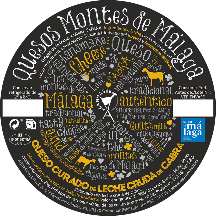 etiqueta queso de cabra curado de leche cruda montes de málaga