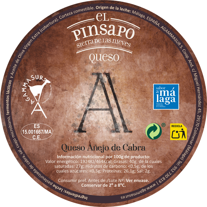 etiqueta queso de cabra añejo el pinsapo